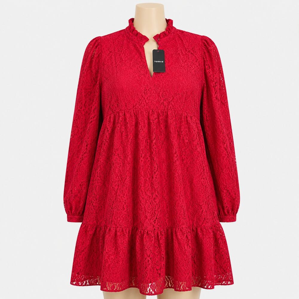 Torrid Belle Isle Red Lace Fit & Flare Dress Women's Size 0 Large 12 NWT - Picture 1 of 14